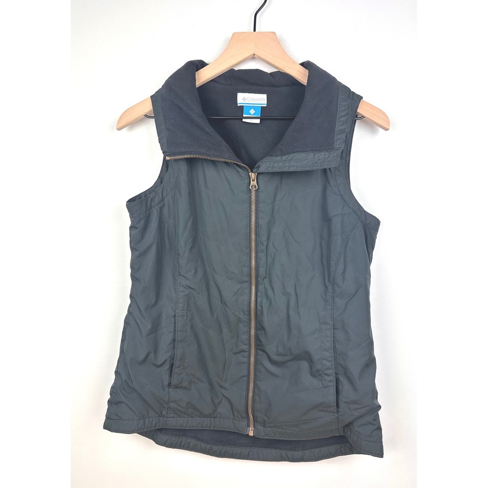 Columbia Women's Vest S Black‎ Fleece Lined Full Zip Quilted Puffer Sleeveless